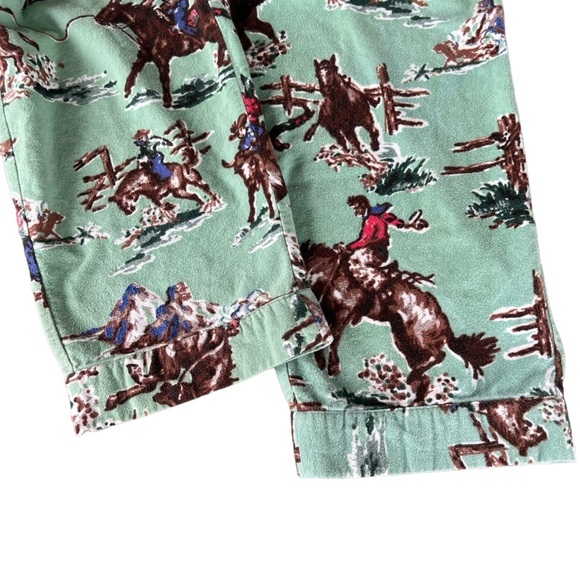 Nick & Nora Kurt Cobain Round Up Mint Green Cowboy Flannel Pajama Pants Medium - Picture 7 of 12